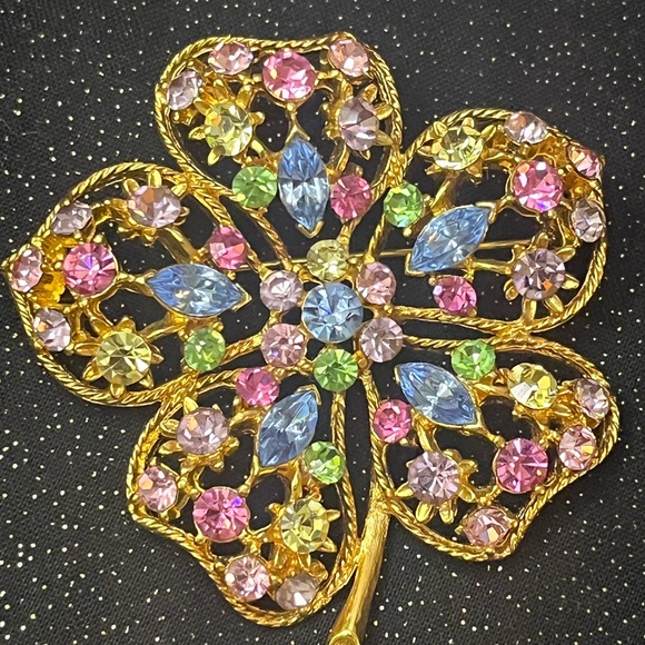M Jent Multicolor Rhinestone Flower Brooch - Picture 1 of 3